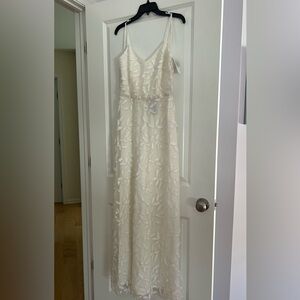 Elegant Ivory/White Floral Maxi Dress